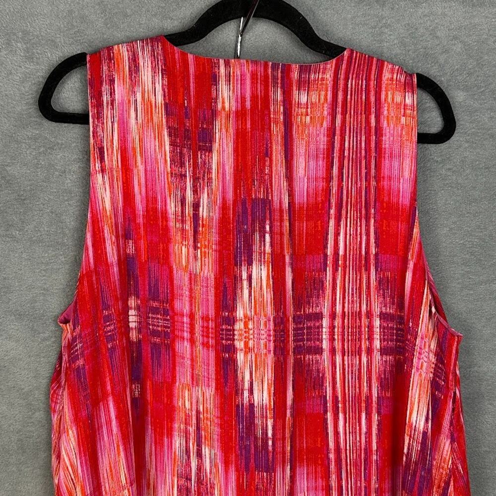 Natori Dress Women Large Pink Sleeveless V Neck Midi Flowy Resort Abstract Artsy - Picture 5 of 14